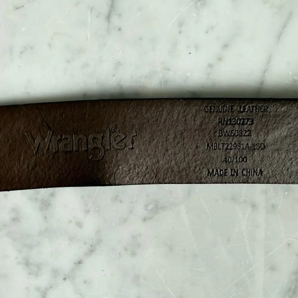 Wrangler Brown Embossed Leather Western Cowboy Belt Men’s 40